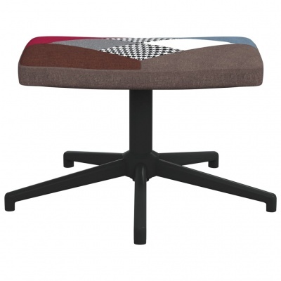 Pufe quadrado estofado patchwork com base em metal preto