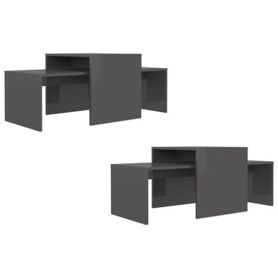 Mesa de centro modular cinza escuro com várias superfícies retangulares
