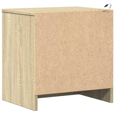 Móvel quadrado de madeira clara com porta frontal em aglomerado