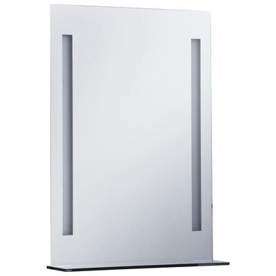Espelho retangular branco com luzes LED verticais