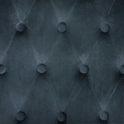 Tecido azul escuro estofado com padrão capitonê e botões