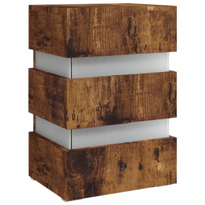 Candeeiro de mesa em madeira escura com difusor branco no centro