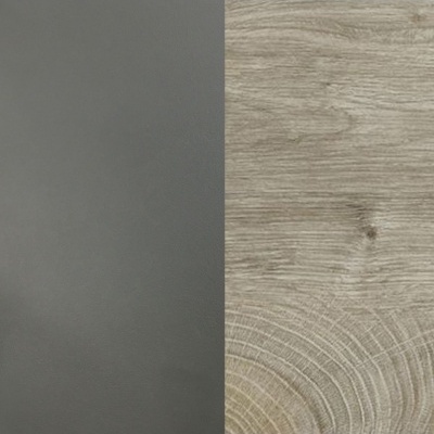 Superfícies lado a lado de couro sintético cinzento e madeira clara com padrão natural