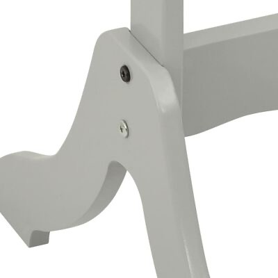 Base cinza claro de móvel em madeira com parafusos