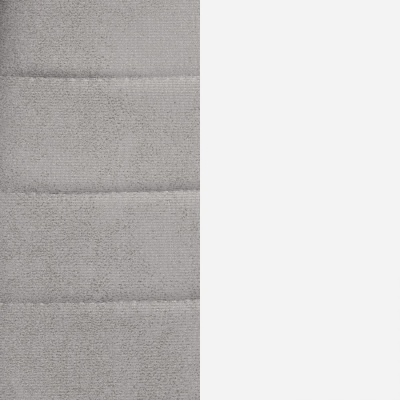 Tecido cinzento claro com faixas e parte branca ao lado.