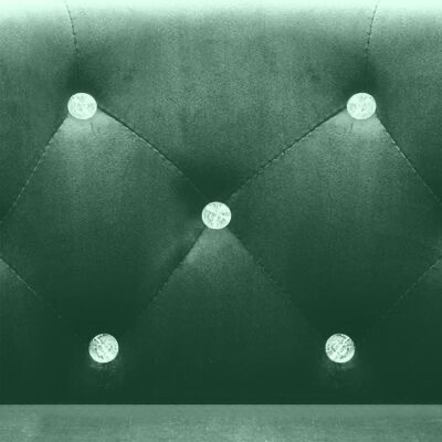 Estofado verde com botões brancos em padrão capitonê