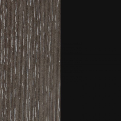 Textura de madeira castanha com veios brancos ao lado de superfície preta lisa