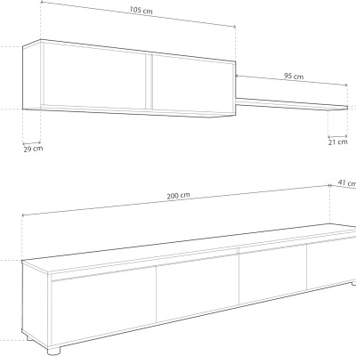 Desenho técnico de móveis para sala com dimensões