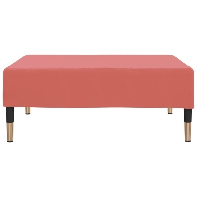 Pufe retangular cor de rosa com pernas pretas e douradas