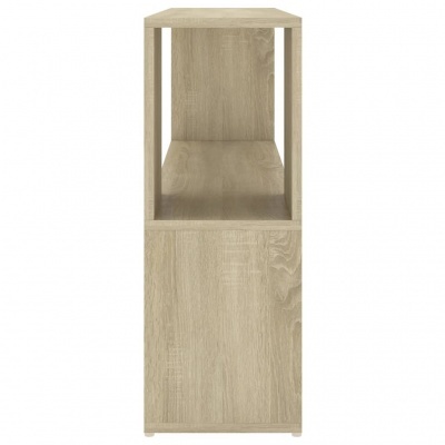 Estante estreita em madeira clara com duas prateleiras