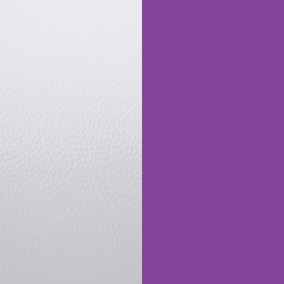 Superfícies contrastantes, uma branca texturizada e outra roxa lisa