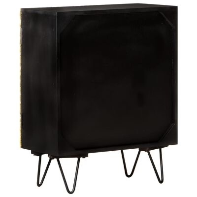 Armário quadrado preto com pernas metálicas