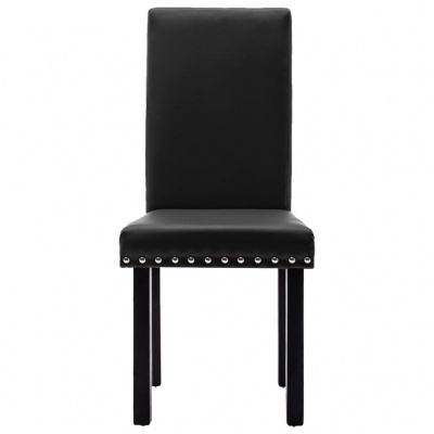 Cadeira preta estofada com detalhes metálicos