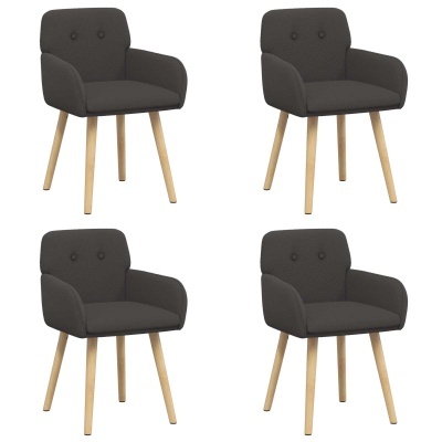 Conjunto de quatro cadeiras estofadas cinzentas com pernas de madeira clara