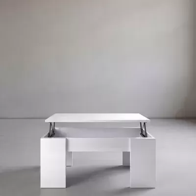 Mesa de centro branca com tampo elevatório