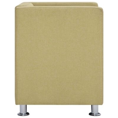 cadeira estofada amarelo claro vista lateral com pernas metálicas prateadas