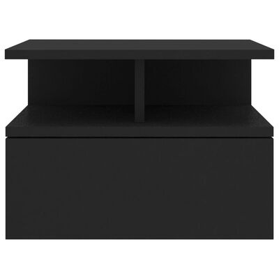 Móvel preto com prateleira e compartimento inferior