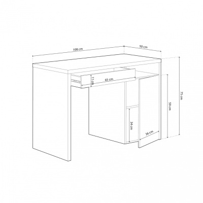 Desenho esquemático de mesa de escritório com dimensões