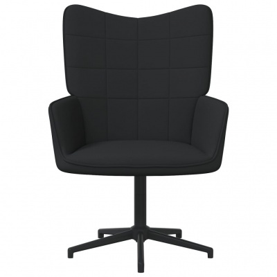 Cadeira de escritório preta giratória com encosto e braços estofados