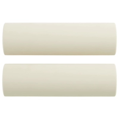Dois suportes almofadados cilíndricos cor creme sobre fundo branco