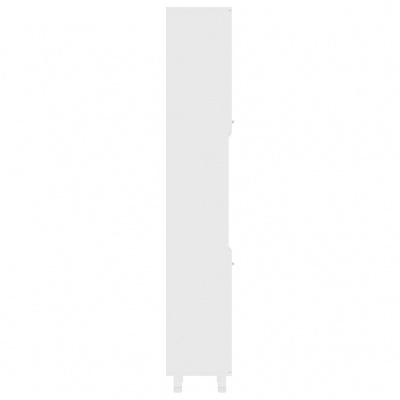 Armário alto branco com duas portas em fundo branco