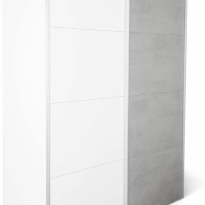 Roupeiro de duas portas deslizantes branco e cinzento