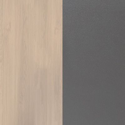 Superfície dividida em madeira clara e cinza escuro com diferentes texturas