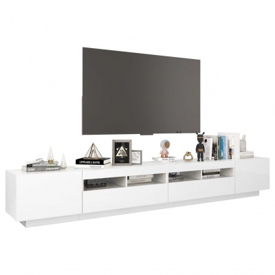 Móvel branco para sala com televisão e decoração