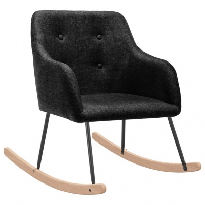 Cadeira de baloiço preta com base em madeira clara