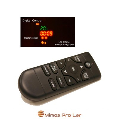 Comando remoto preto para controlo digital com ecrã e botões