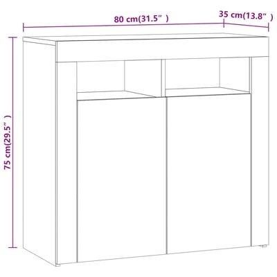 Móvel branco com duas portas e dois nichos superiores, dimensões indicadas.