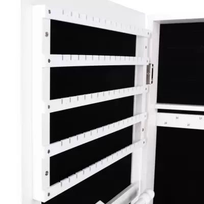 Armário organizador branco com interior preto para bijuterias
