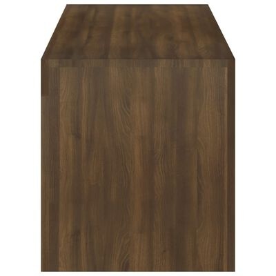 Mesa ou bancada em madeira castanho escuro vista de cima e lateral