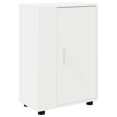 Armário compacto branco com porta e puxador metálico