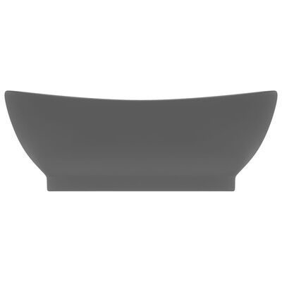 Vaso de planta decorativo cinza escuro oval