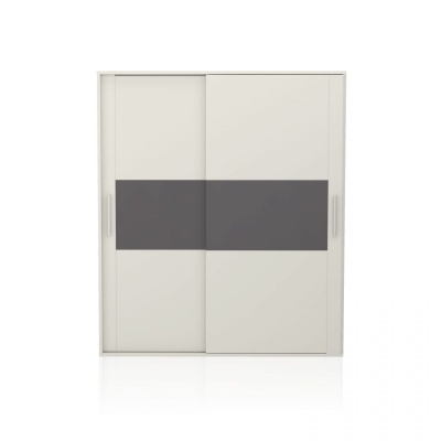 Armário de duas portas de correr em branco e cinza