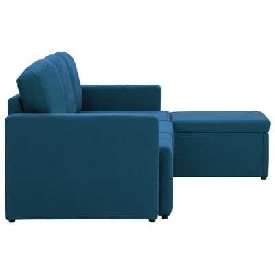 Sofá azul escuro com chaise longue destacável