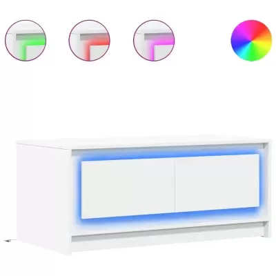 Móvel branco com portas e iluminação LED colorida ajustável