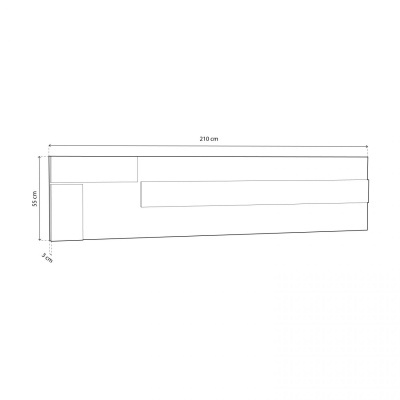 Desenho técnico retangular com medidas 210x55x20 cm
