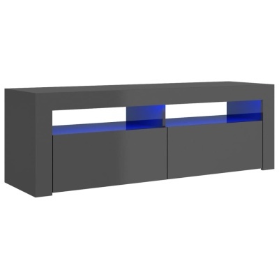 Móvel de sala cinzento escuro com iluminação LED azul