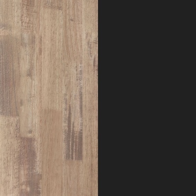 Superfícies de madeira clara e superfície negra lado a lado