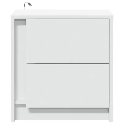 Móvel branco com duas portas e alça metálica