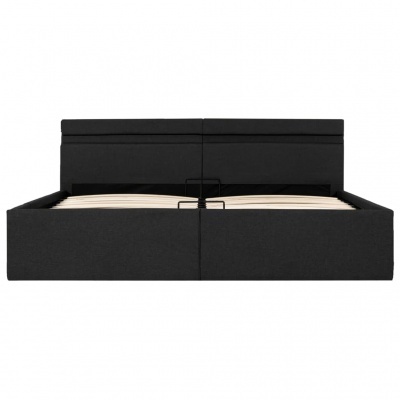 Cama embutida preta com espaço de arrumação aberto