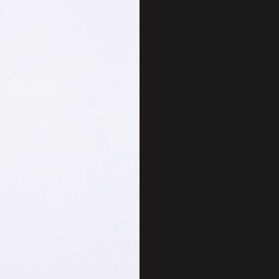 Metade esquerda branca e metade direita preta em fundo dividido verticalmente.