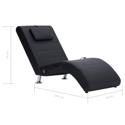 Chaise longue preta com almofada e medidas