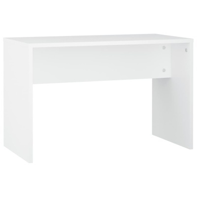 Secretária branca minimalista em madeira com painel frontal
