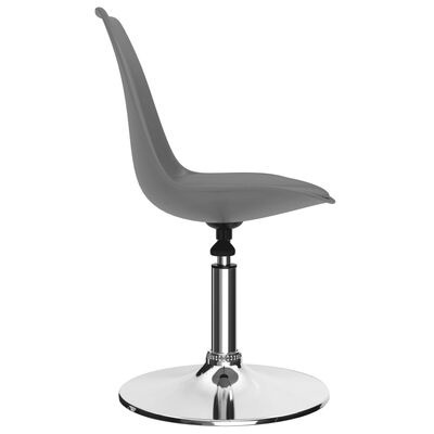 Cadeira de escritório cinza com base metálica cromada circular ajustável