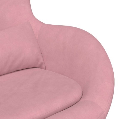 Cadeira estofada cor-de-rosa com almofada e design arredondado
