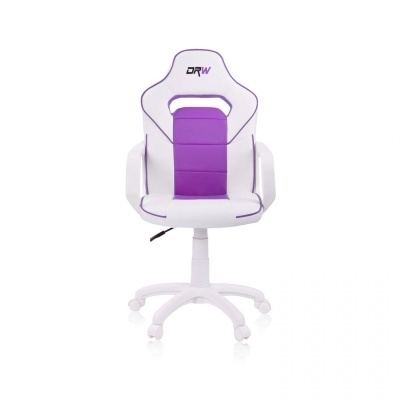 Cadeira de escritório branca com detalhes roxos
