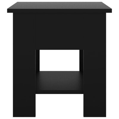 Mesa de apoio preta com espaço inferior para arrumação